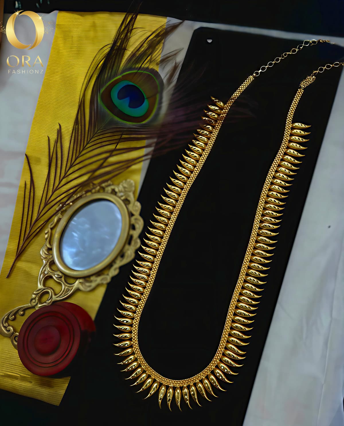ORA MATTE GOLD TONE MULLA MOTTU SAREE MALA PREMIUM