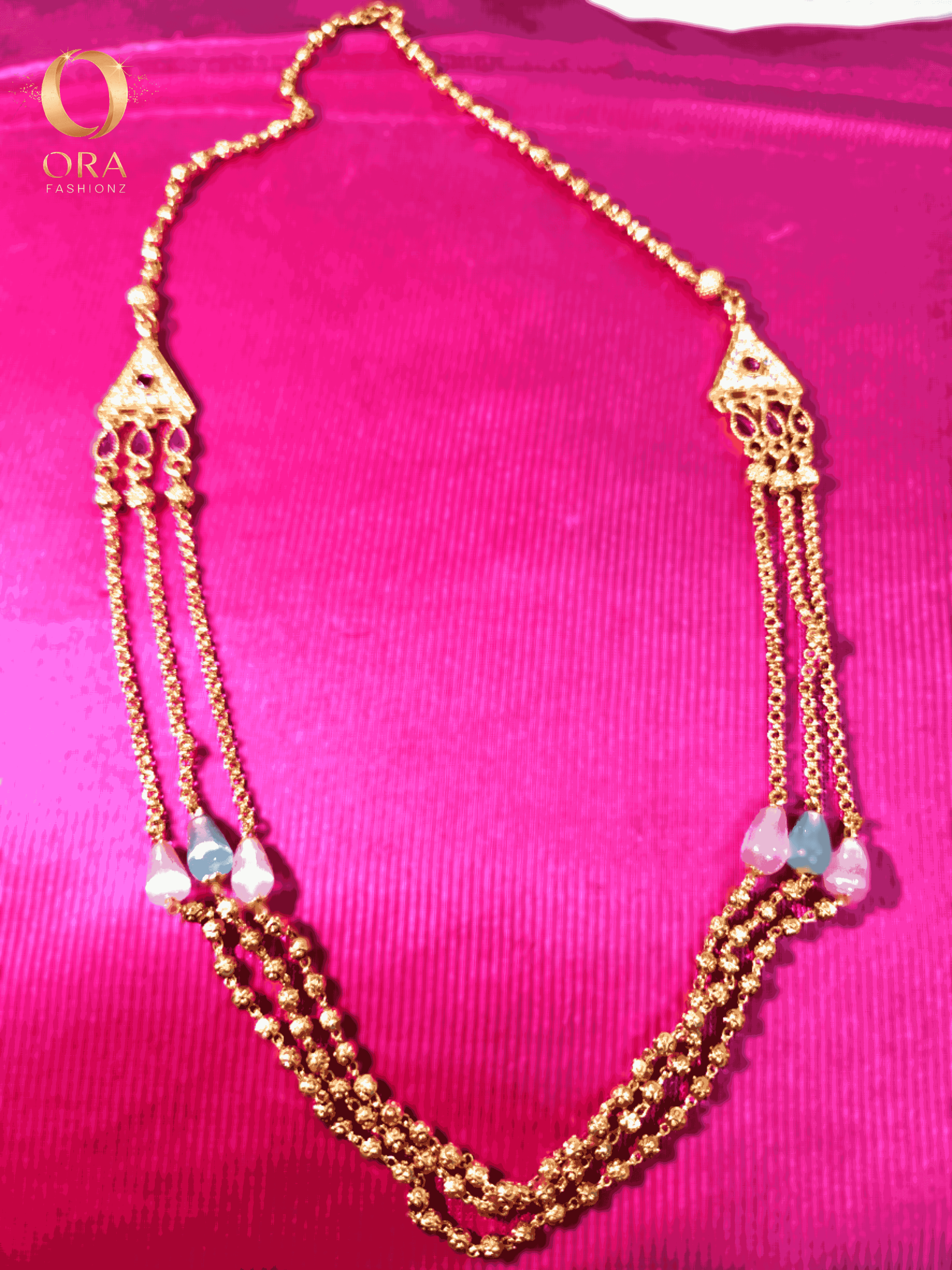 ORA Multi-Layered Gold-Toned Chain with AD Stones 