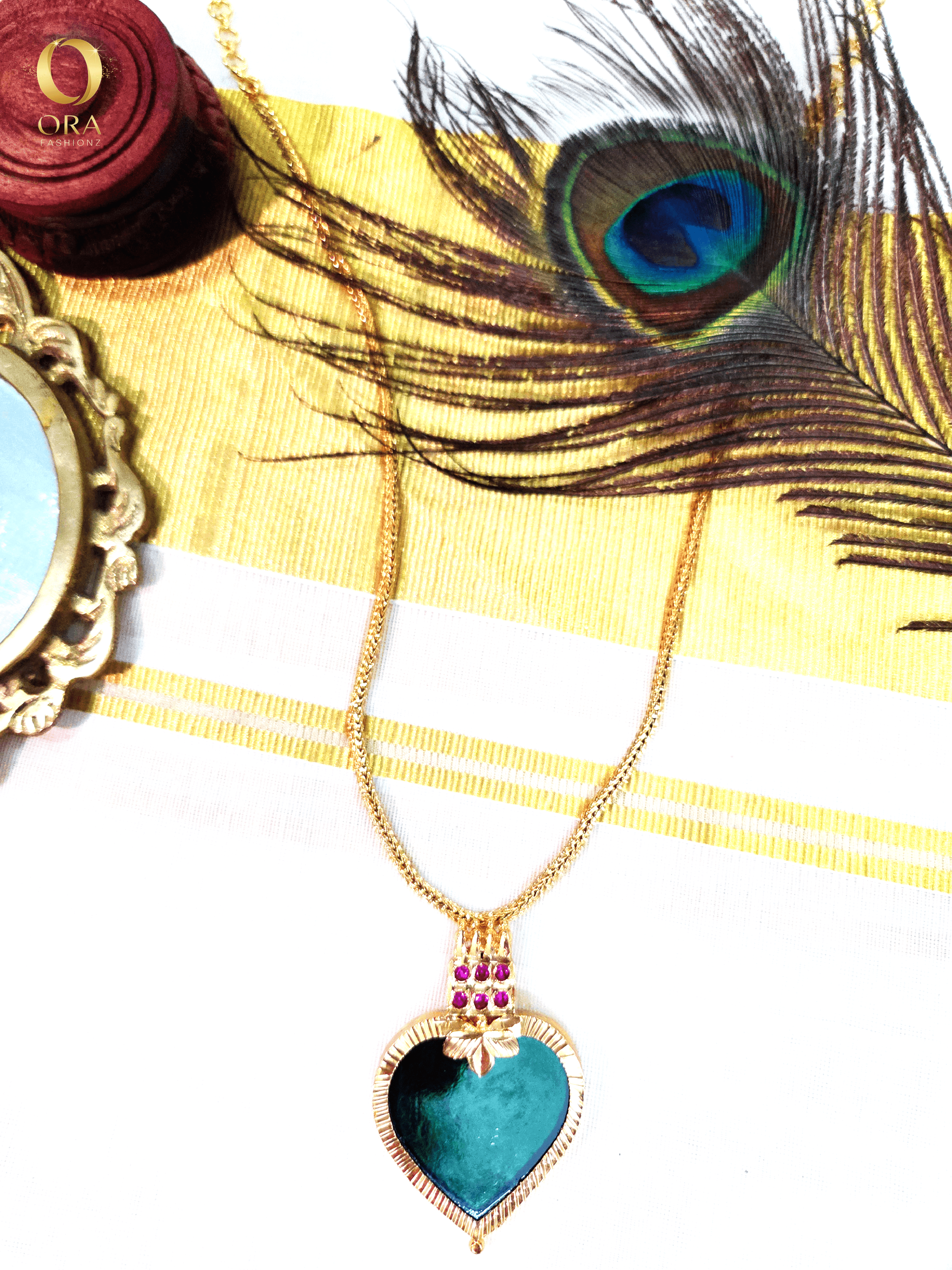 ORA KERALA TRADITIONAL PALAKKA PENDANT GOLD TONED