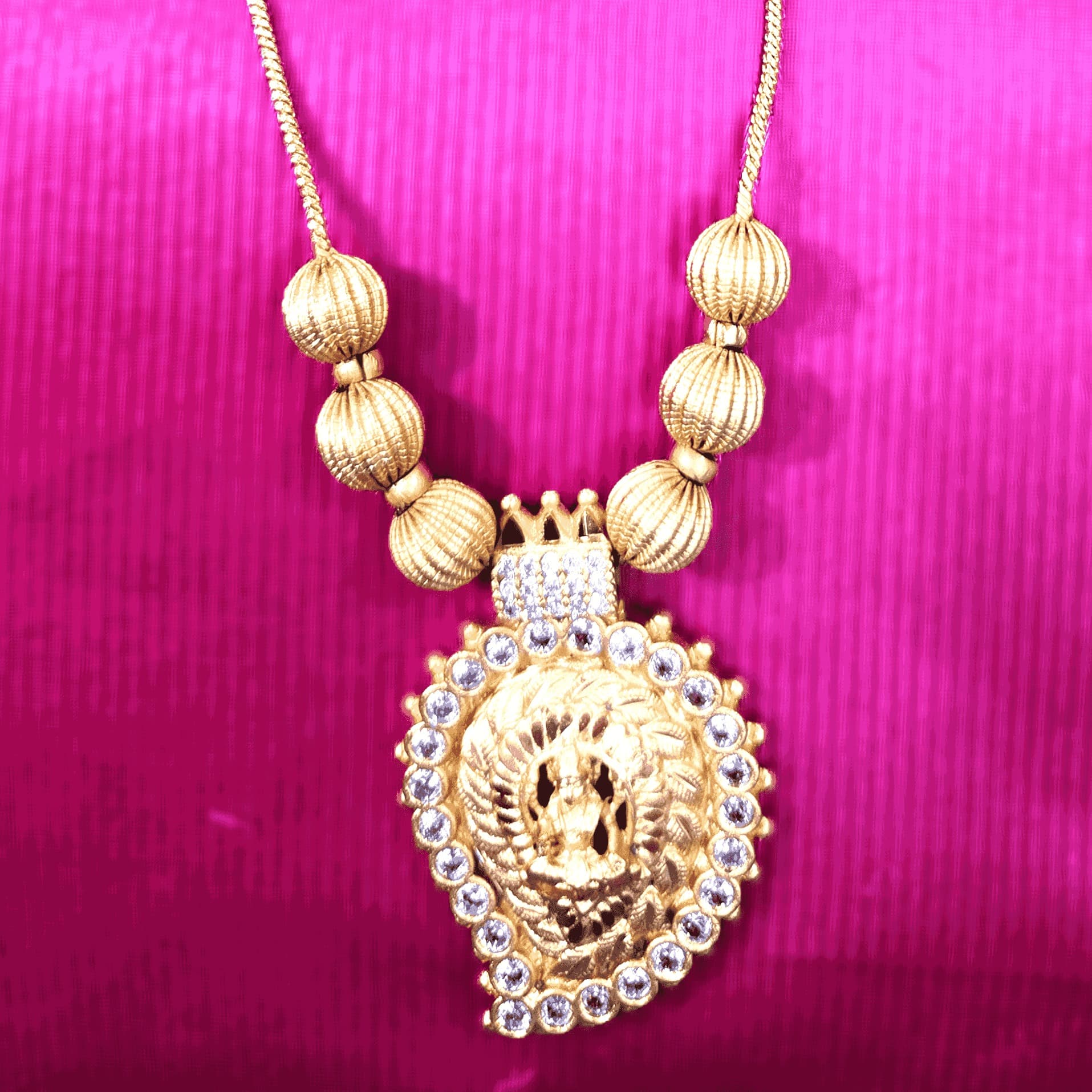 ORA LAKSHMI LEAF PENDANT WITH AD STONE